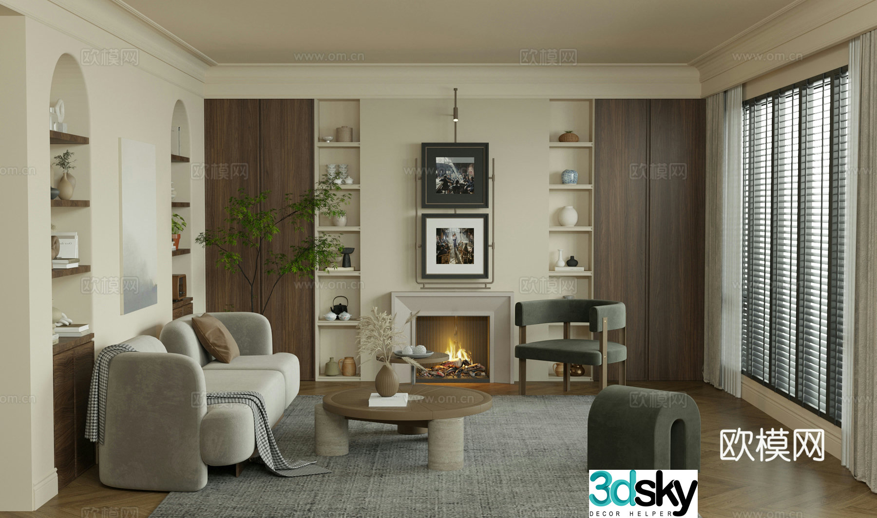 Middle-aged living room 3d model
