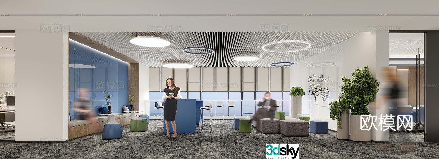 Modern office and rest area 3D model