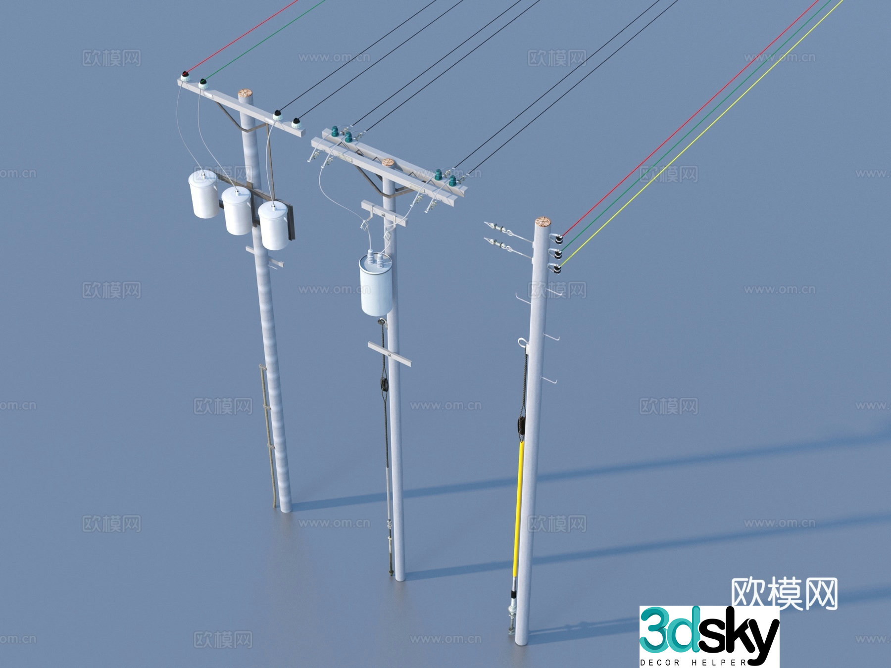 Telephone pole Wire High voltage wire AC wire 3D model
