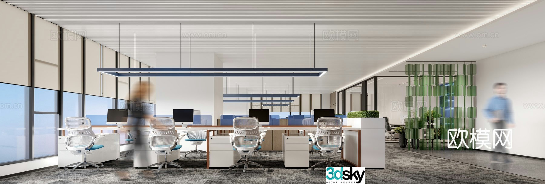 Modern open office area 3d model