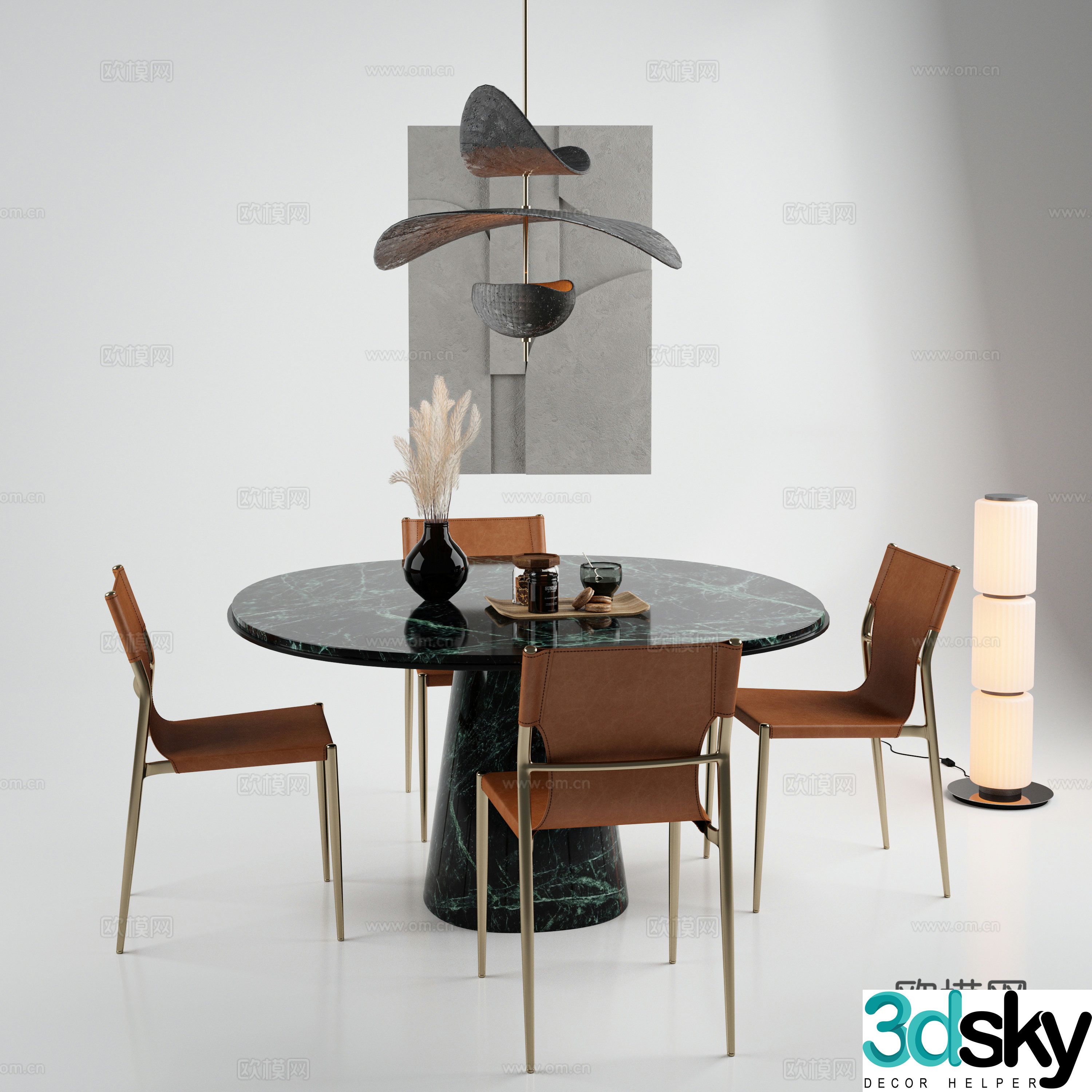 Dining table Dining chair Restaurant Carpet 3d model