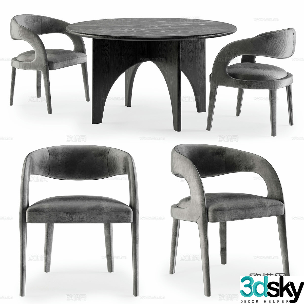 Dining table and chair combination 3D model