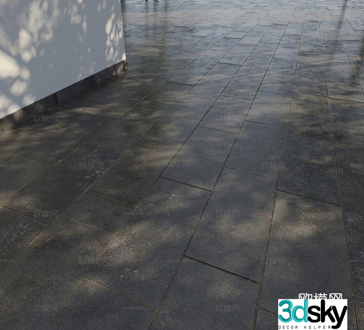 Three foreign seamless roads wet roads dry roads semi-wet roads sidewalks road 3D model