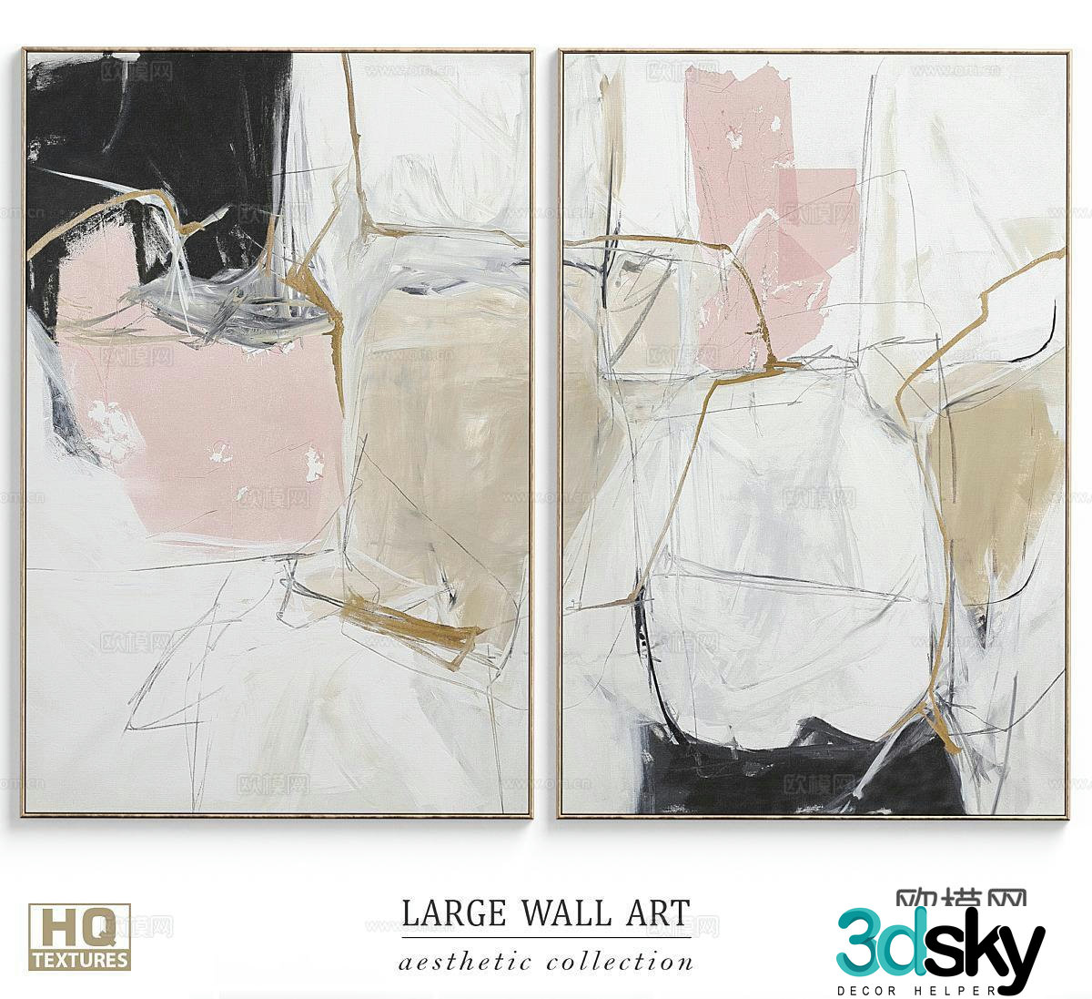 Modern decorative painting Italian decorative painting Abstract painting Picture frame Hanging painting 3d model