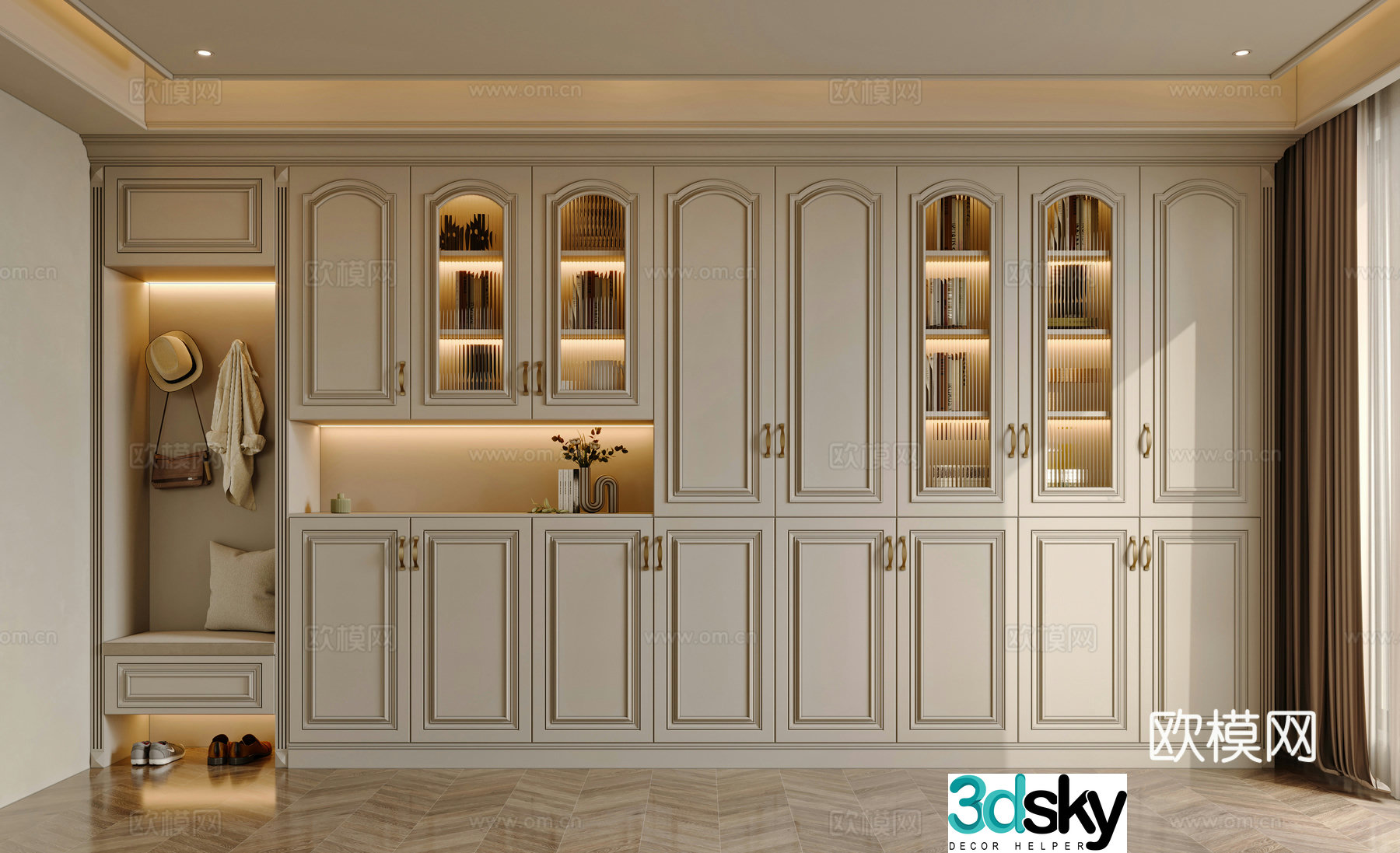 French shoe cabinet sideboard 3D model