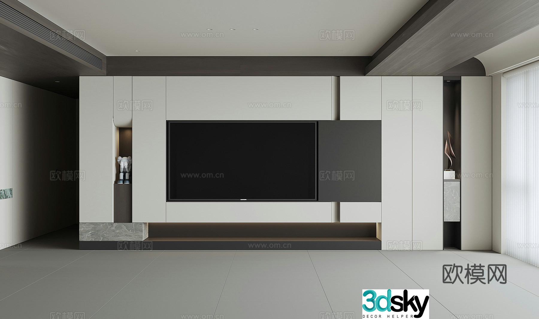 Modern TV background wall 3d model