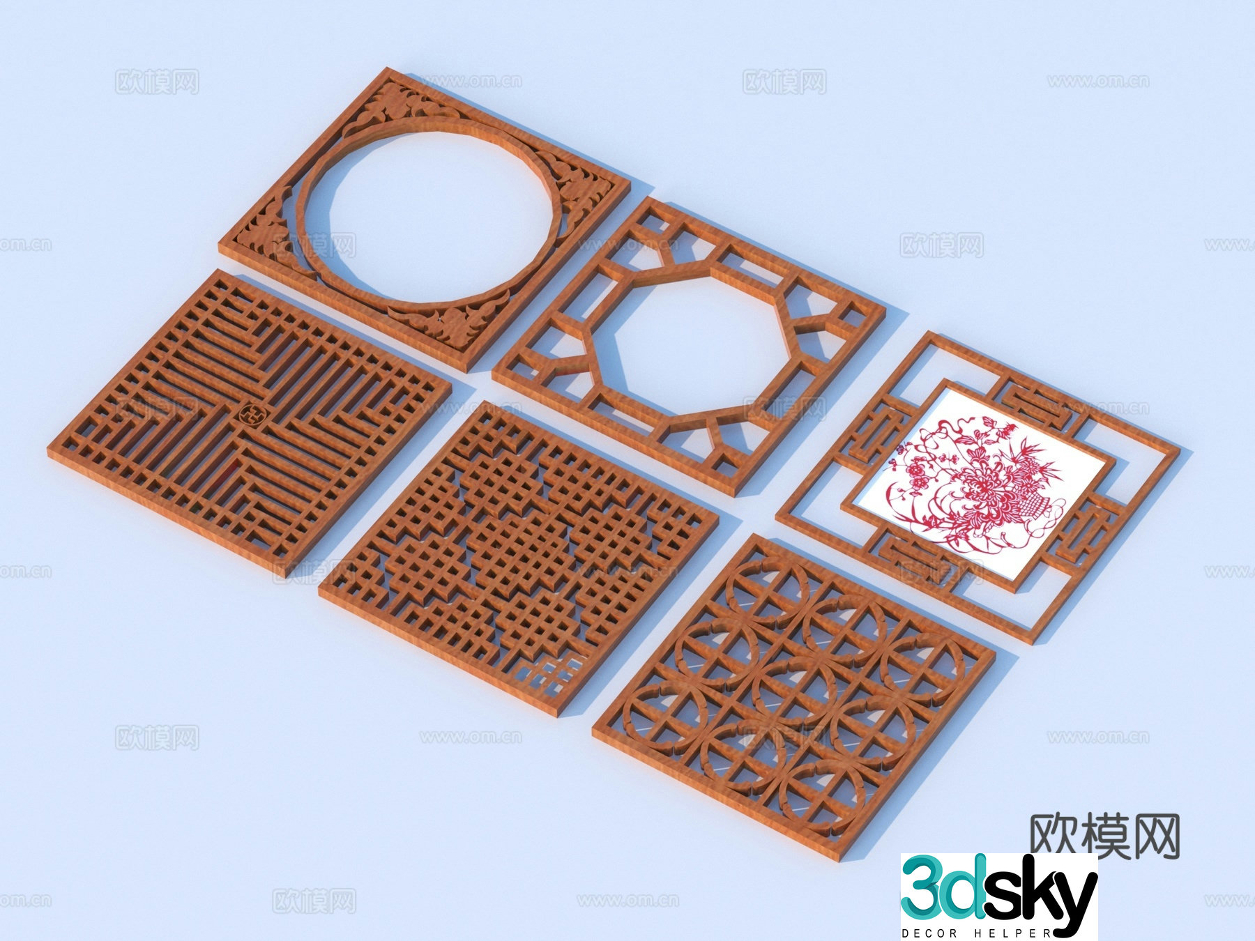 Carving window Grating window Hollow window Relief Wood carving 3D model
