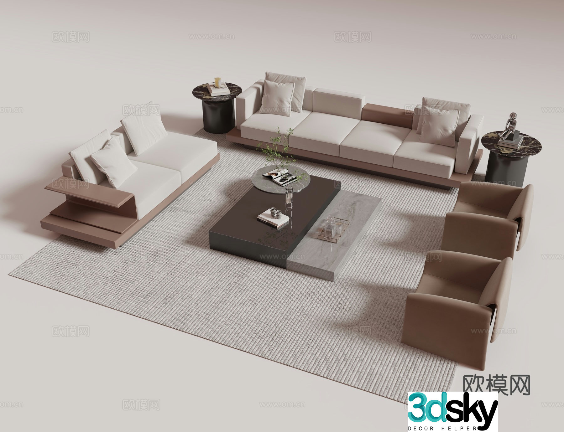 Modern sofa chair combination 3d model