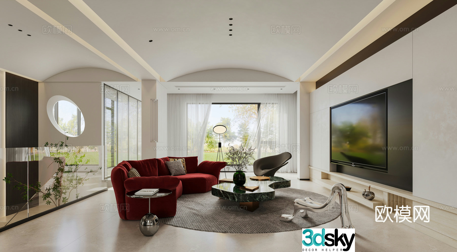 Modern minimalist living room 3d model