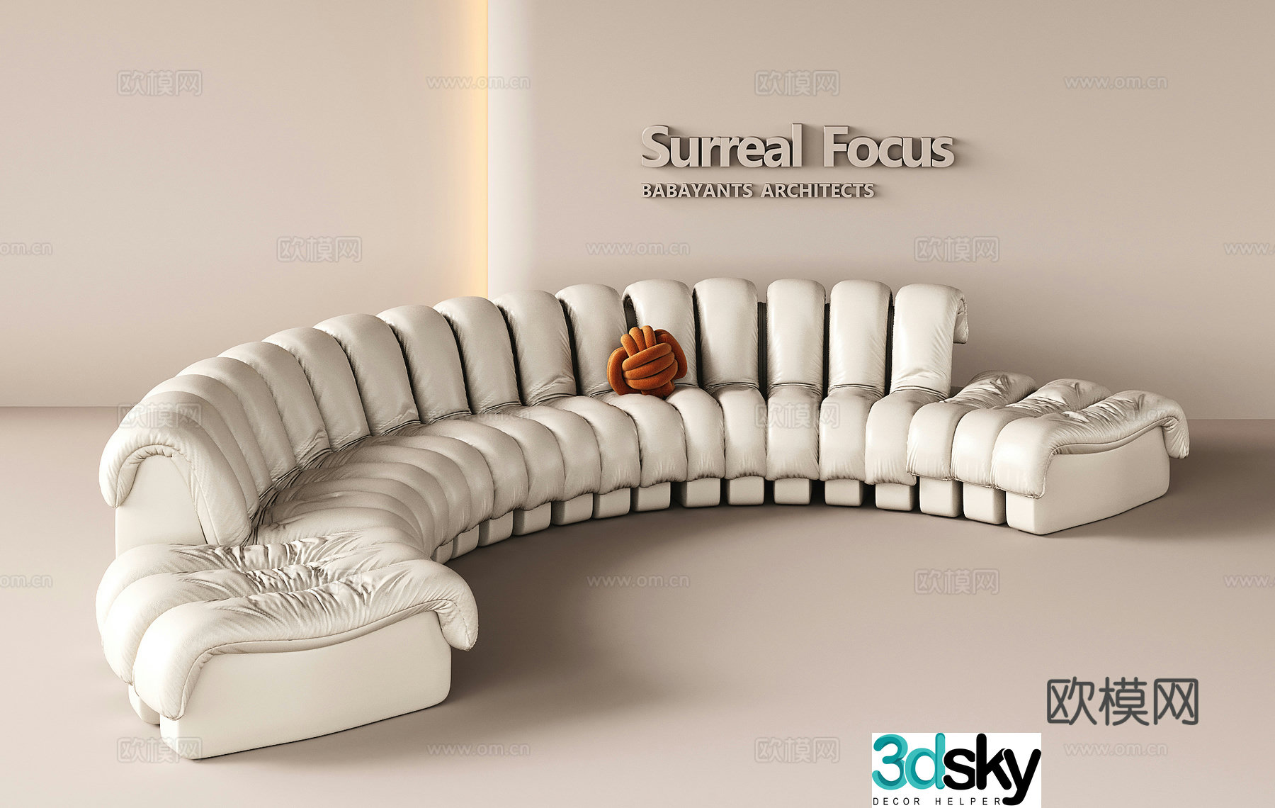 Modern multi-person curved sofa fabric sofa special-shaped sofa multi-person sofa 3D model