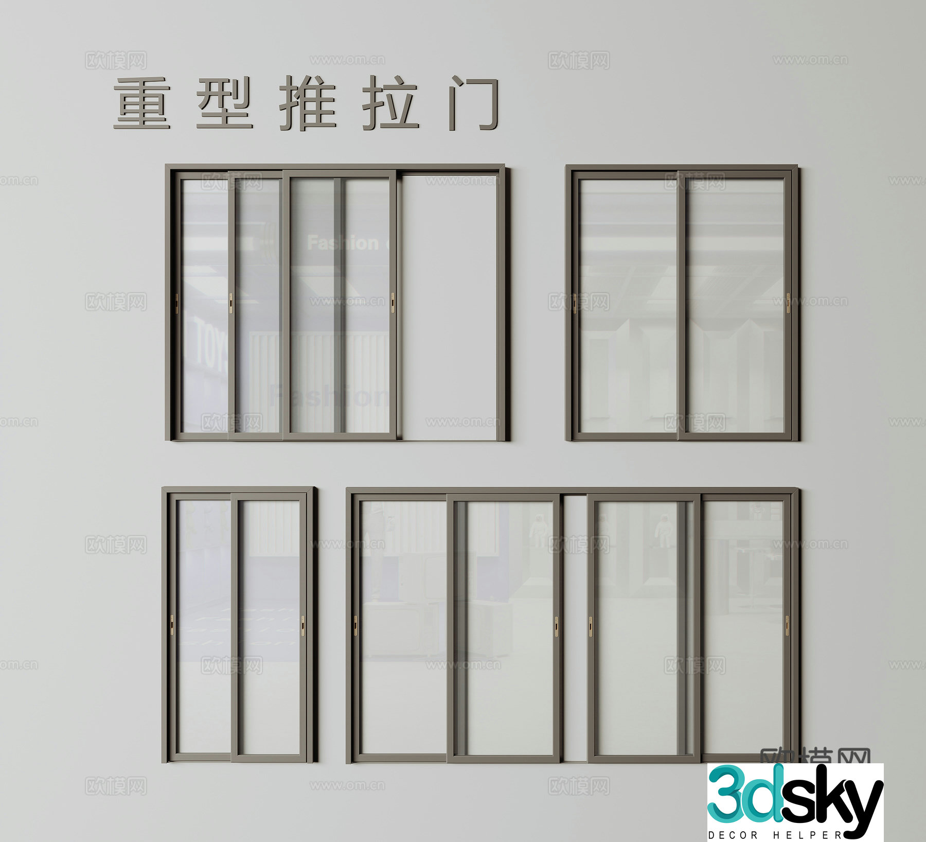 Modern heavy sliding doors Glass doors Pan doors Balcony sliding doors 3D model