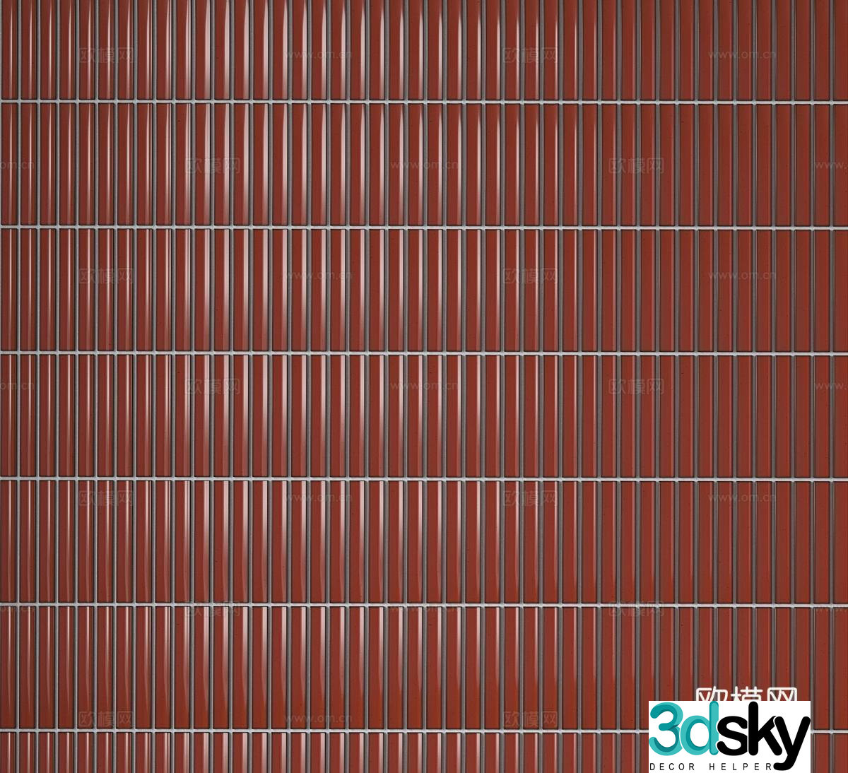 Foreign handmade bricks strip bricks retro bricks mosaic bricks flower bricks 3D model