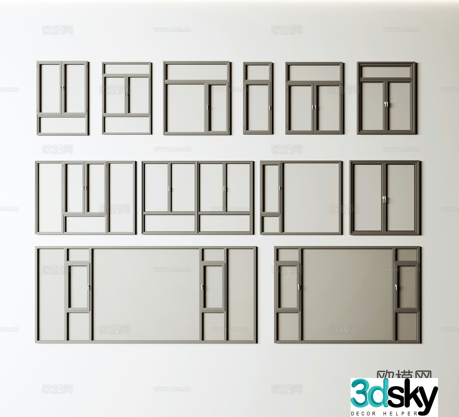 Modern floor-to-ceiling windows doors and windows broken bridge aluminum doors and windows sliding windows casement windows double-open window floor-to-ceiling glass 3D model