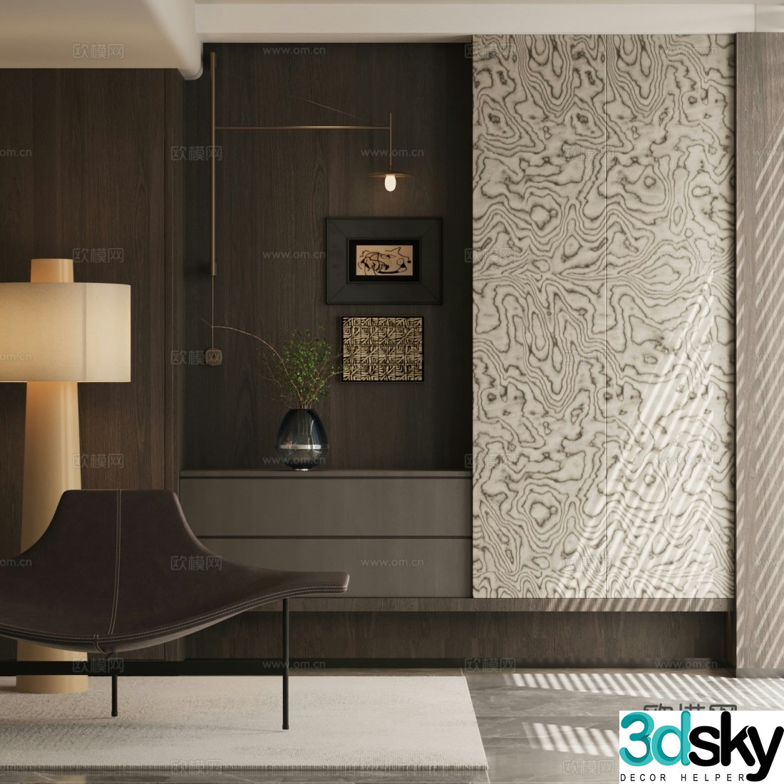 Modern Italian style entrance hall end view terrace entrance hall villa entrance hall porch background decorative entrance hall 3D model