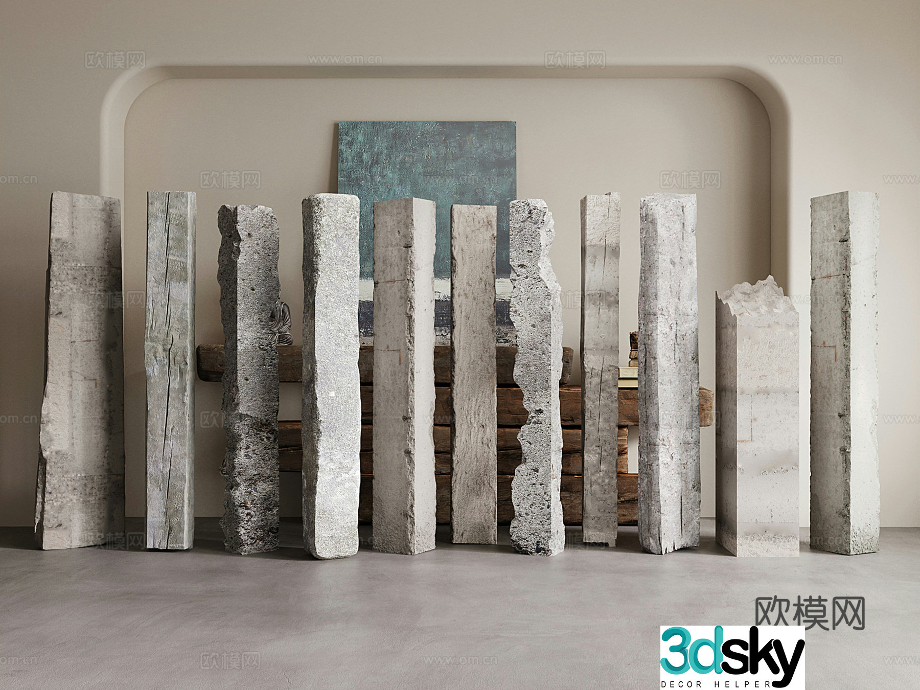 Modern column Concrete column Cement column Damaged column 3d model