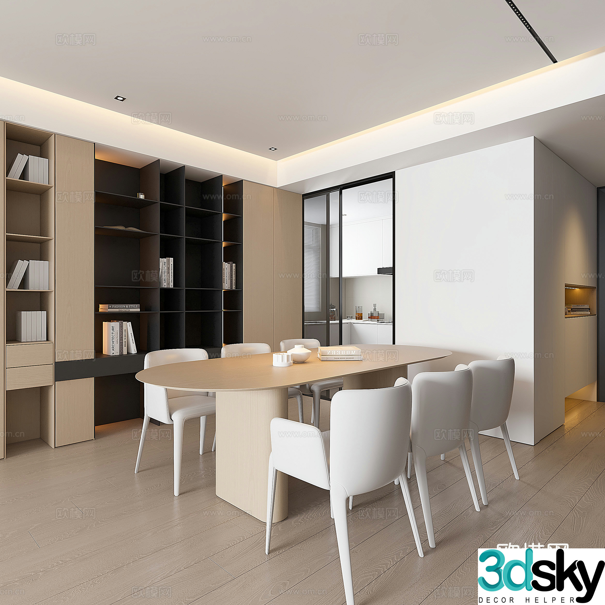 Modern restaurant Cream style restaurant Log restaurant Modern dining table and chairs Modern wine cabinet Minimalist 3D model