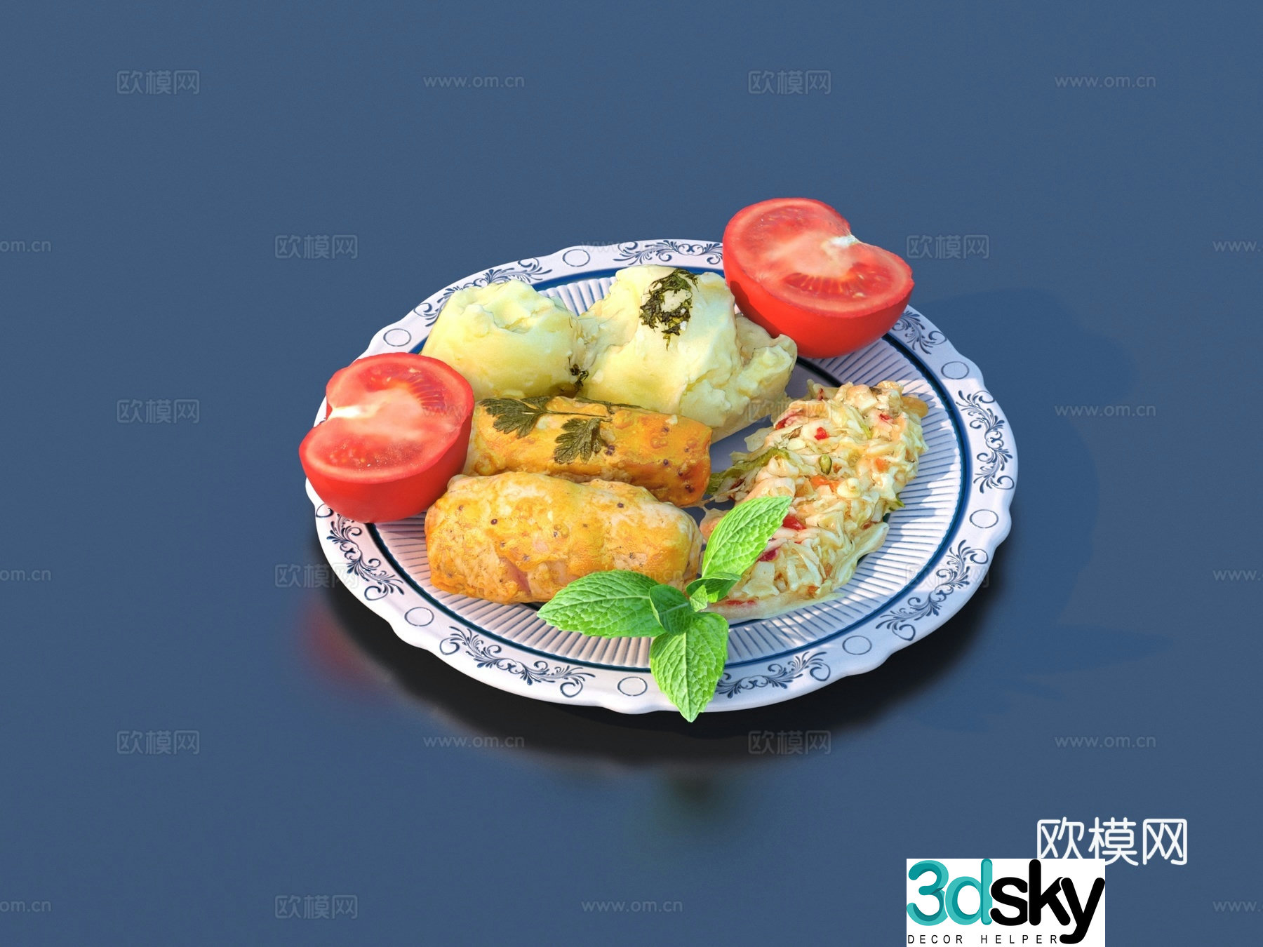 Bread Dessert Cookies Flat Pie Food Food 3d Model