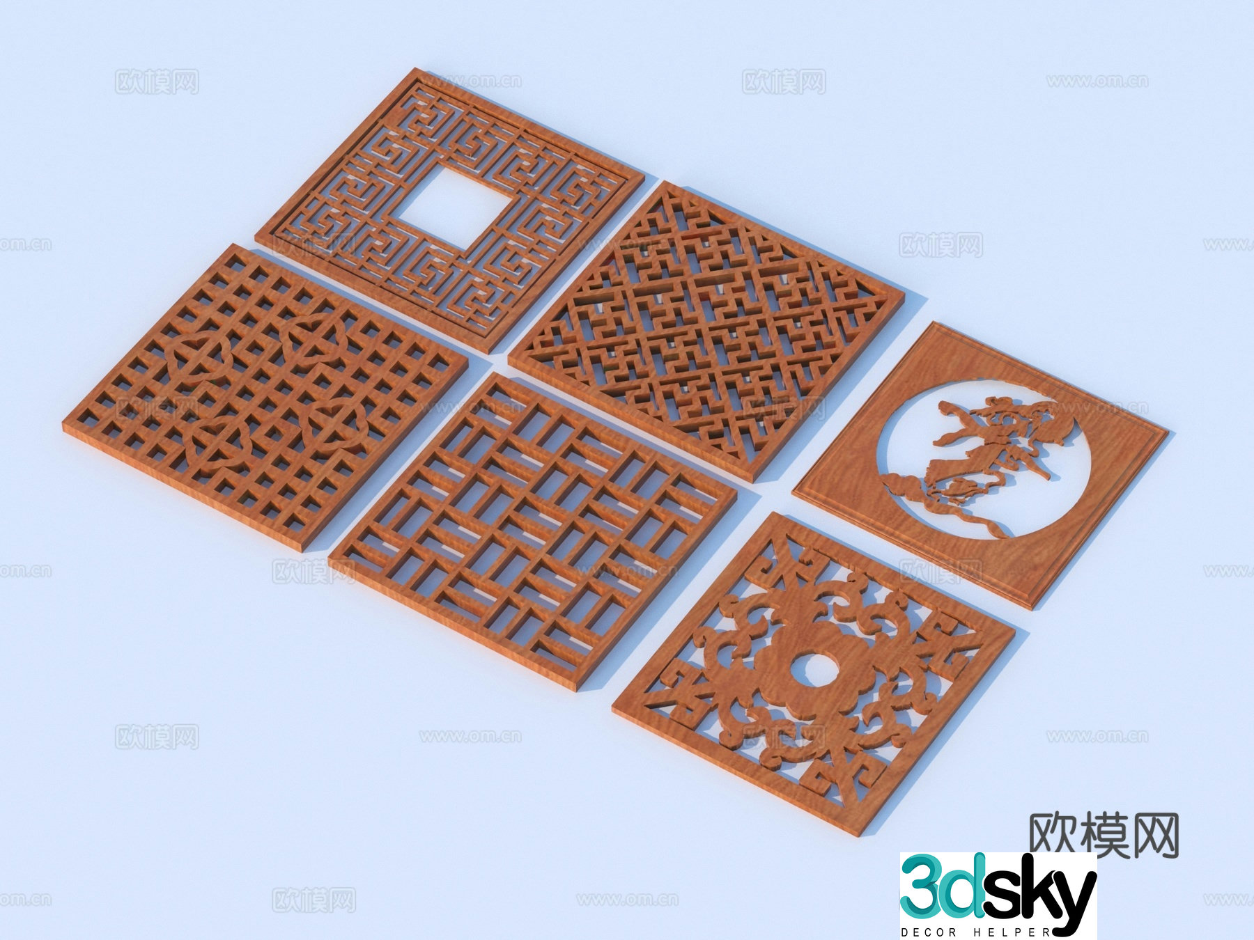 Carving window Grating window Hollow window Relief Wood carving 3D model