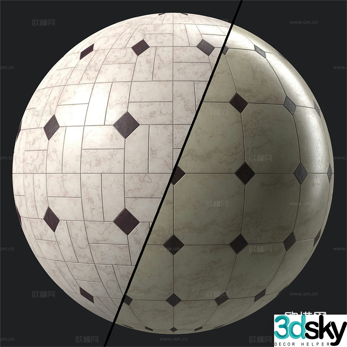 Foreign 4k seamless marble floor tiles marble parquet floor tiles parquet floor tiles marble floor tiles 3D model
