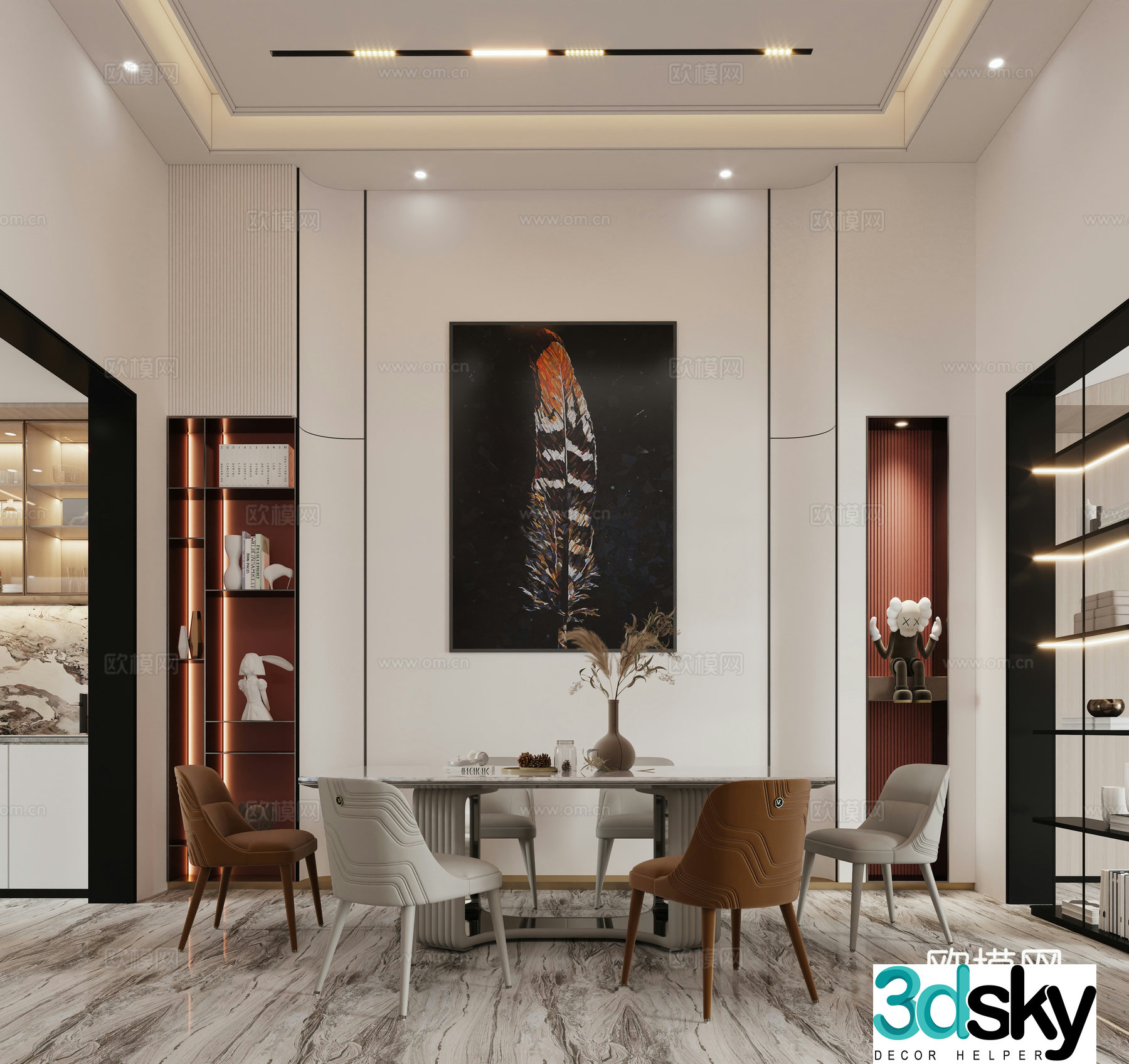 Modern light luxury restaurant 3D model