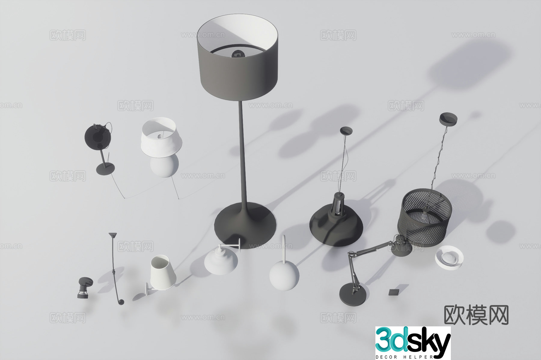 Industrial style lamp 3d model