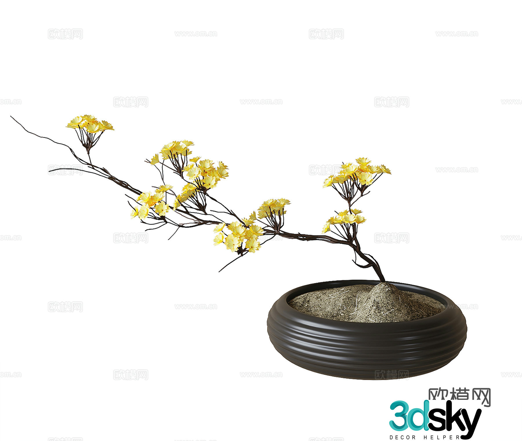 Modern potted bonsai plant ornaments 3D model