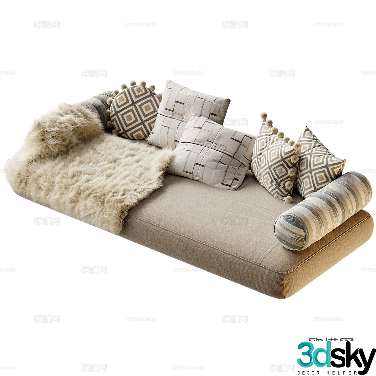 Sofa pillow bay window pillow cylindrical pillow pillow waist pillow backrest waist neck pillow 3D model