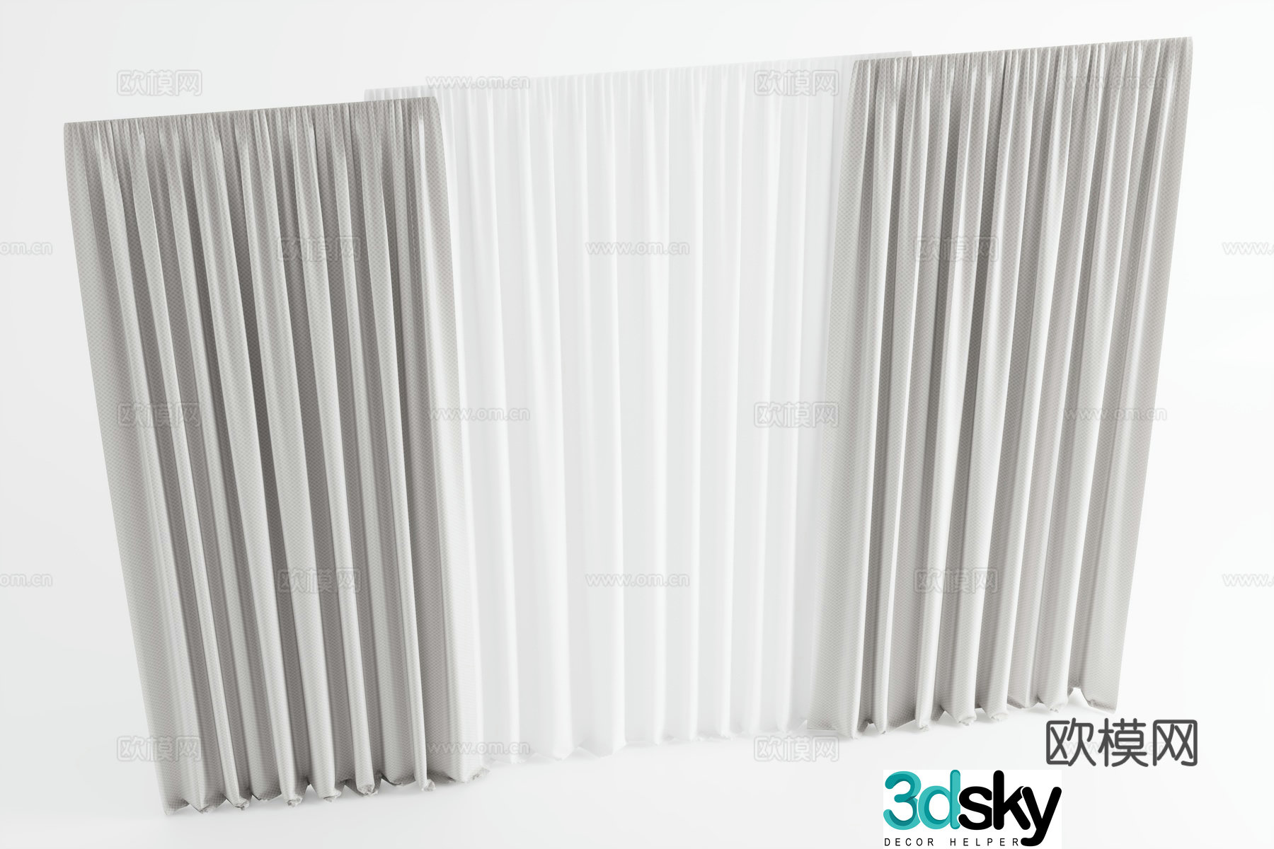 Curtains 3d model of gauze curtains