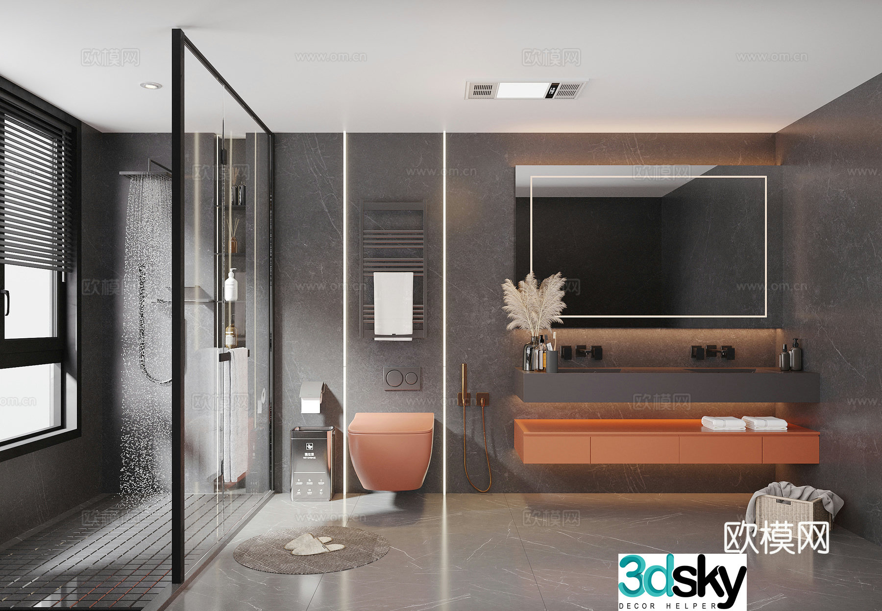 Modern bathroom bathroom cabinet toilet bathroom cabinet 3d model