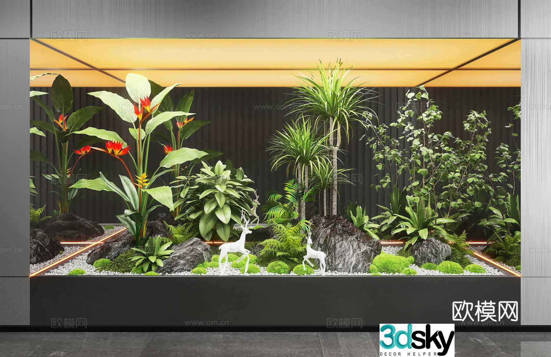 Modern Landscape Brucea Indoor Landscape 3D Model