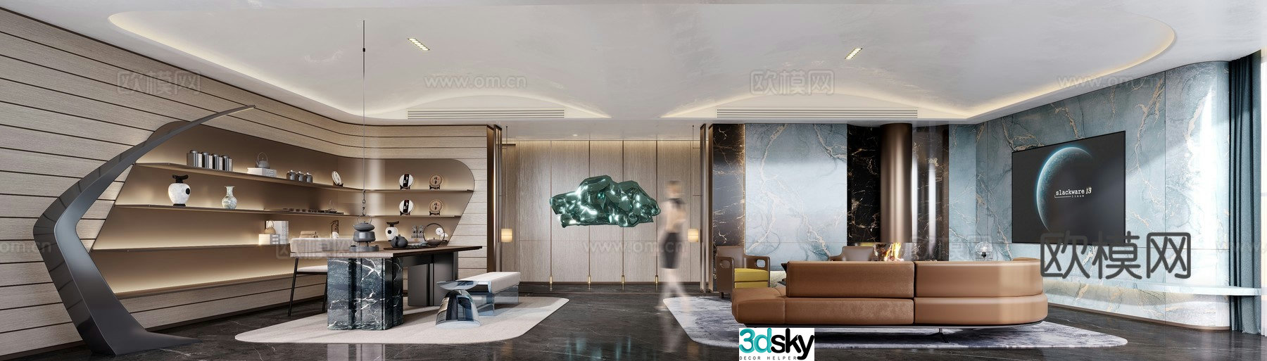 Modern villa living room 3d model