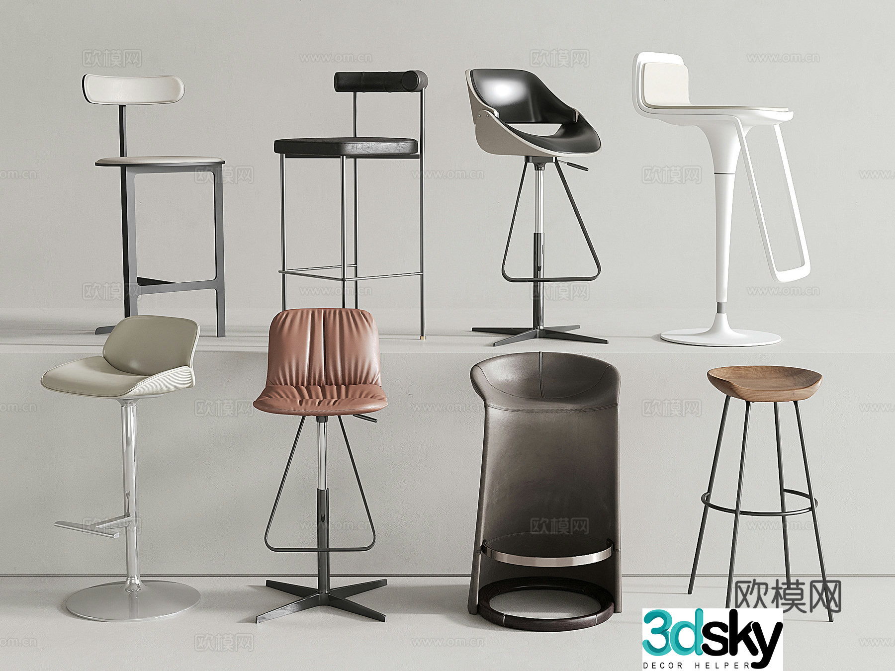Modern bar chair Stainless steel bar chair Leather high chair Bar stool Bar stool 3d model