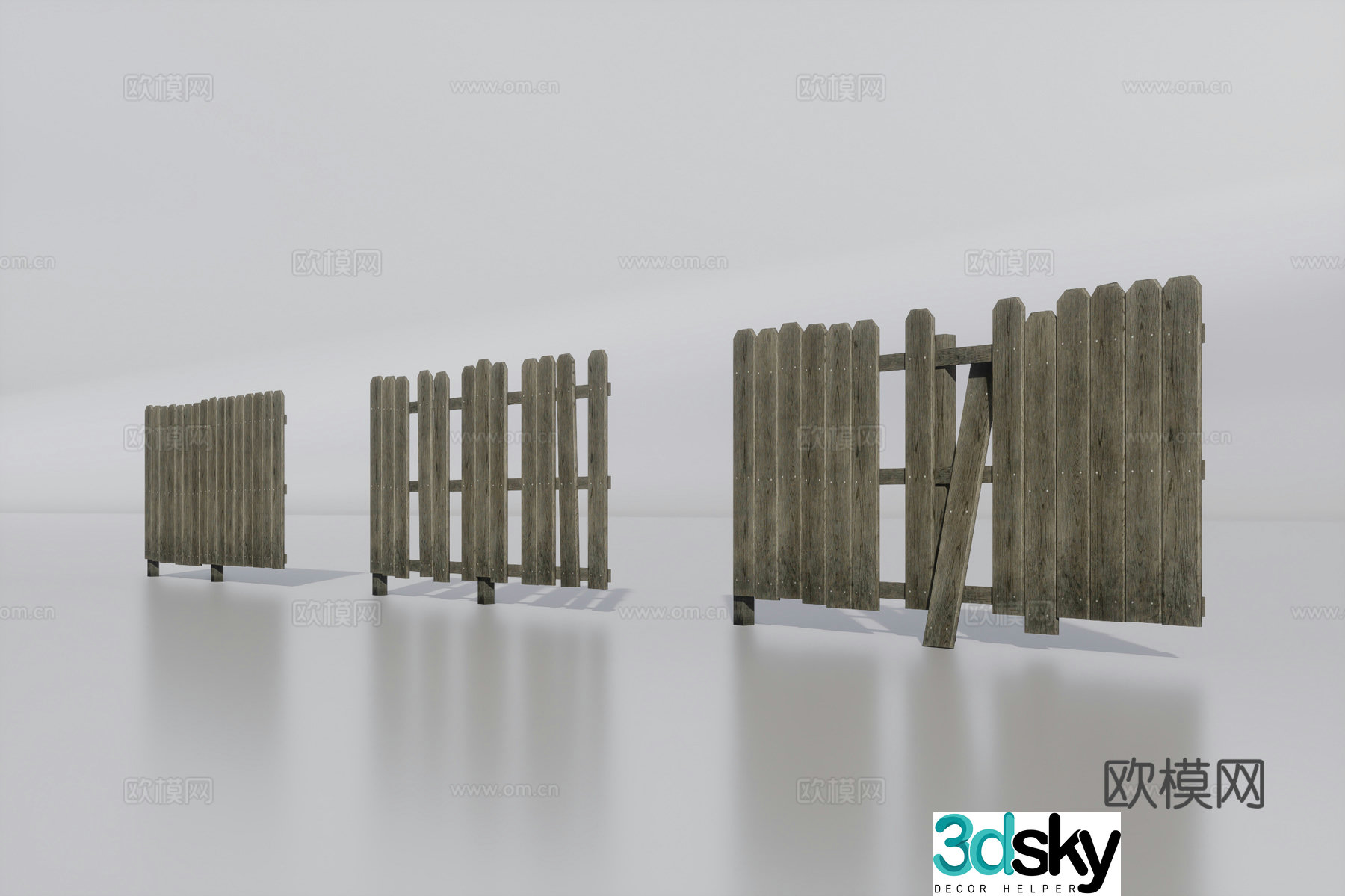 Wooden fence 3d model