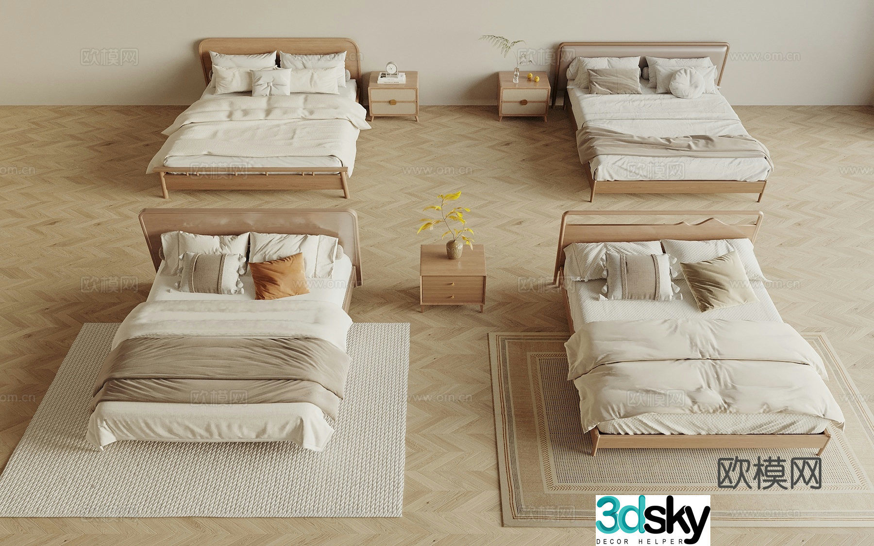 Wasabi Middle Ages Double Bed Wasabi Wind Double Bed Middle Ages Double Bed Master Bed Solid Wood Bed 3D Model