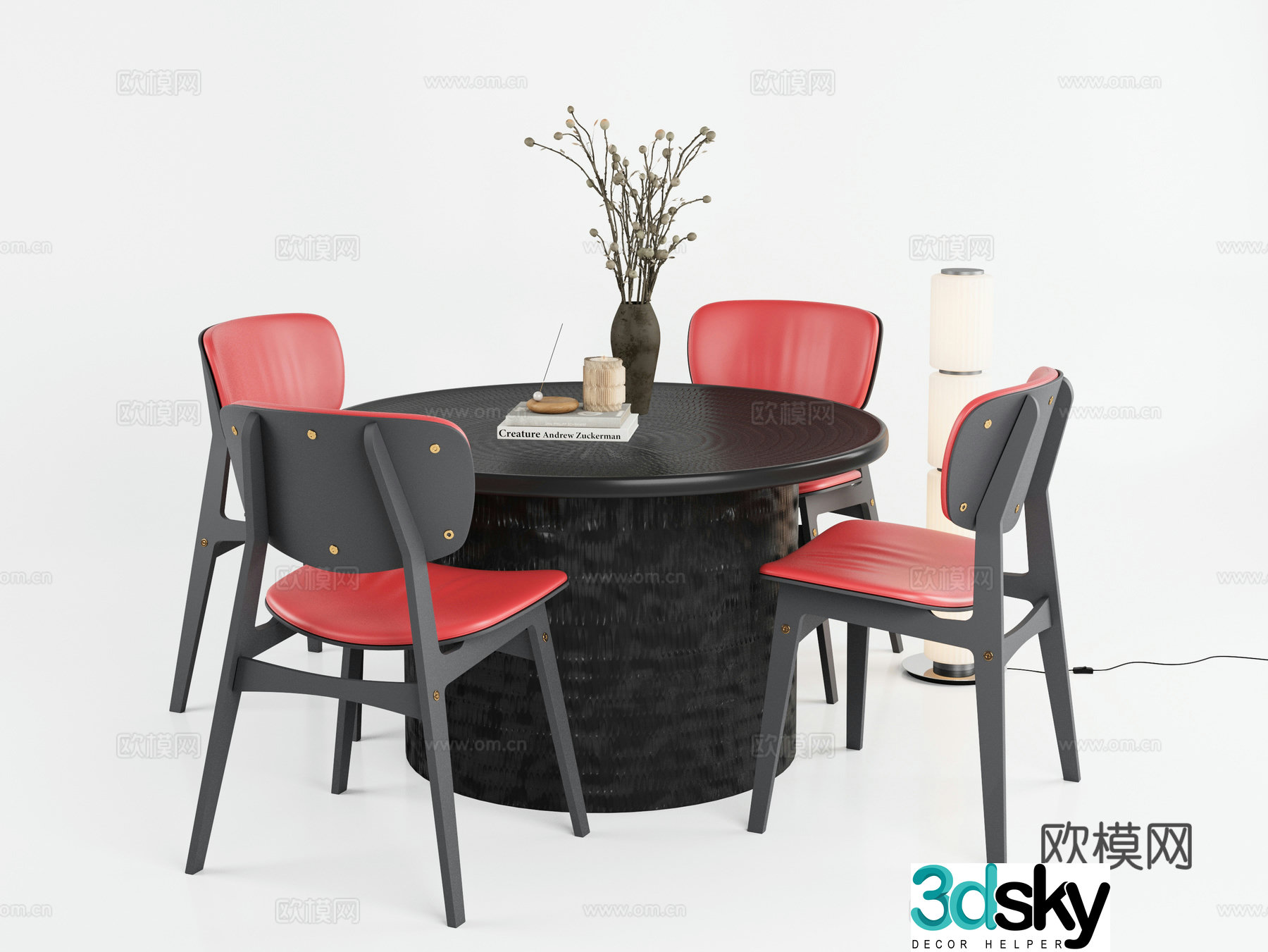 Dining table Dining chair Restaurant Carpet 3d model