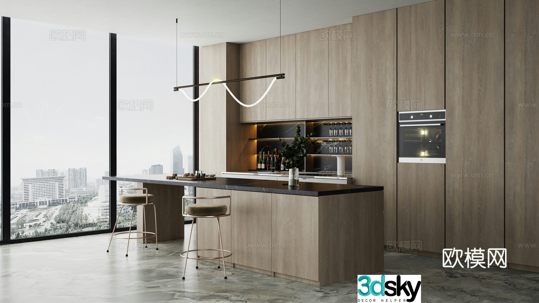 Kitchen Restaurant Bar Bar Chair 3D Model