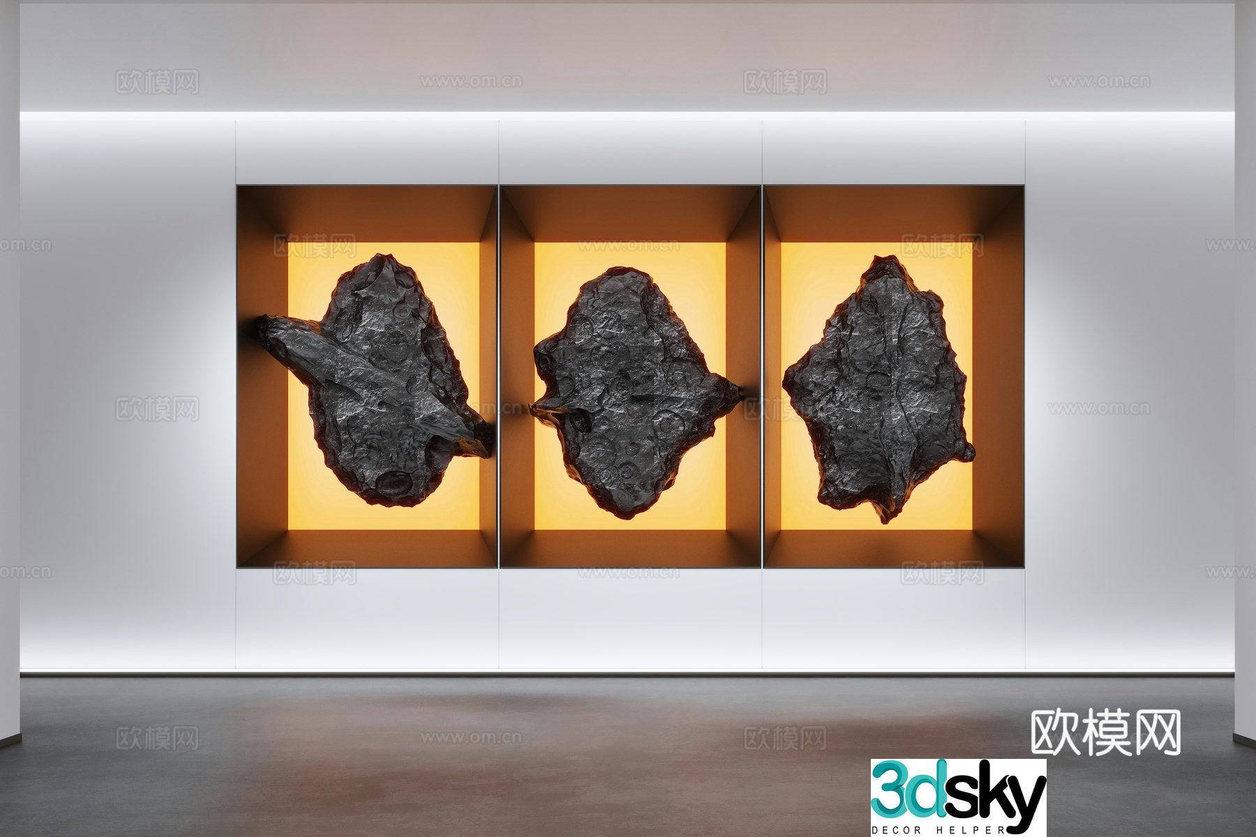 Modern stone art installation meteorite landscape stone 3d model