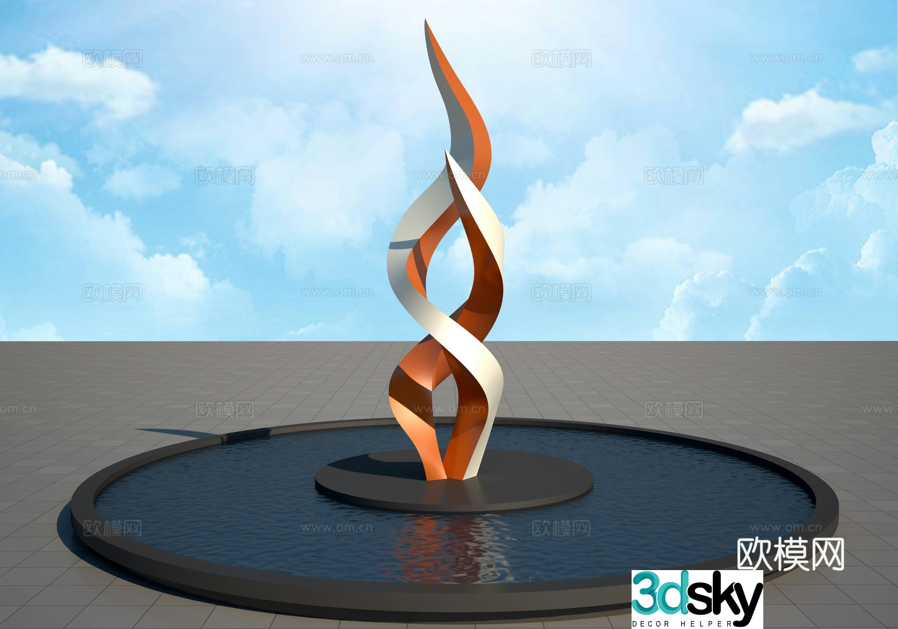 Abstract streamer twist sculpture 3d model