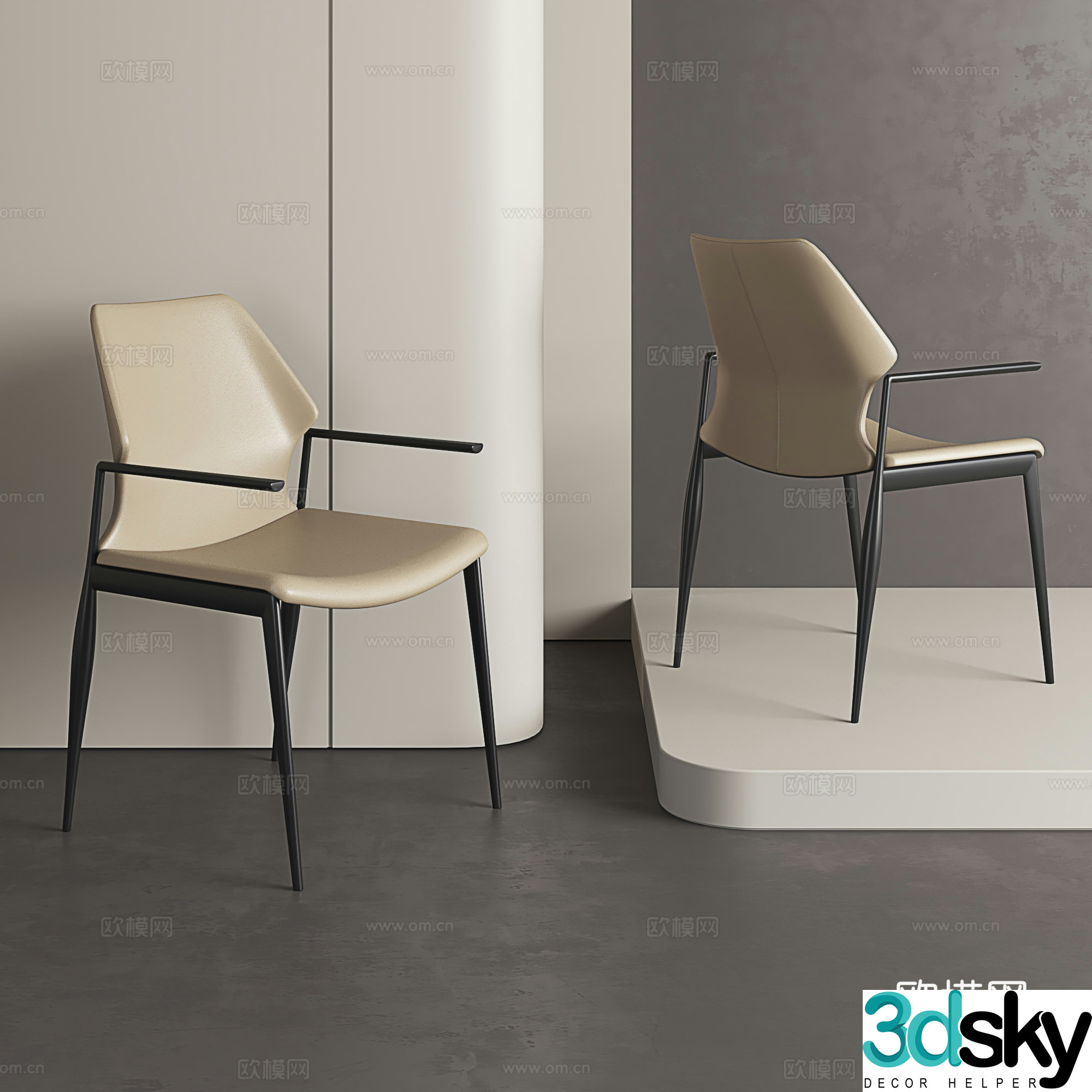 Italian dining chair Light luxury dining chair Modern leather dining chair Negotiation chair Backrest leather chair 3D model