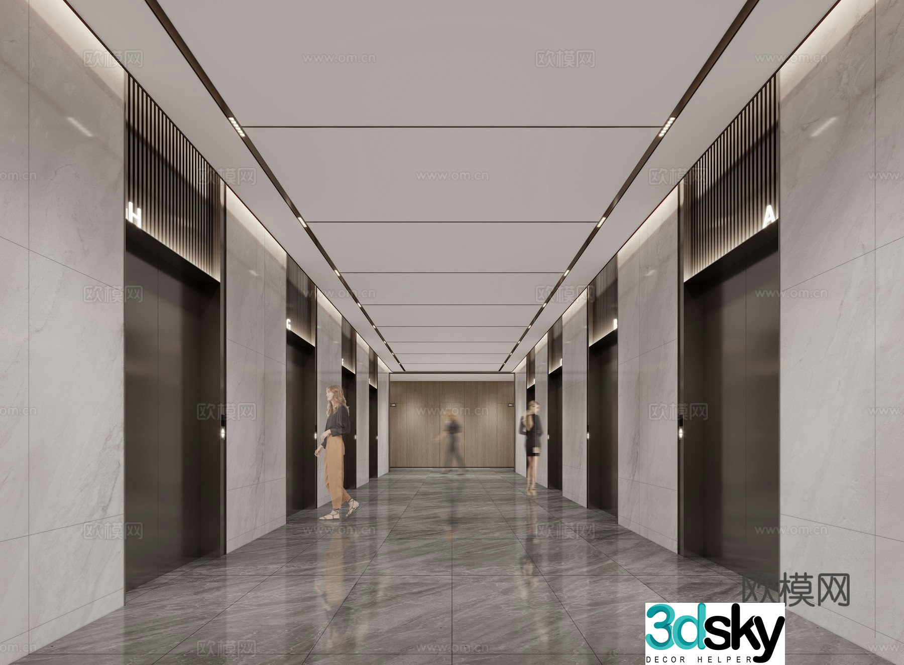 Modern elevator corridor 3d model