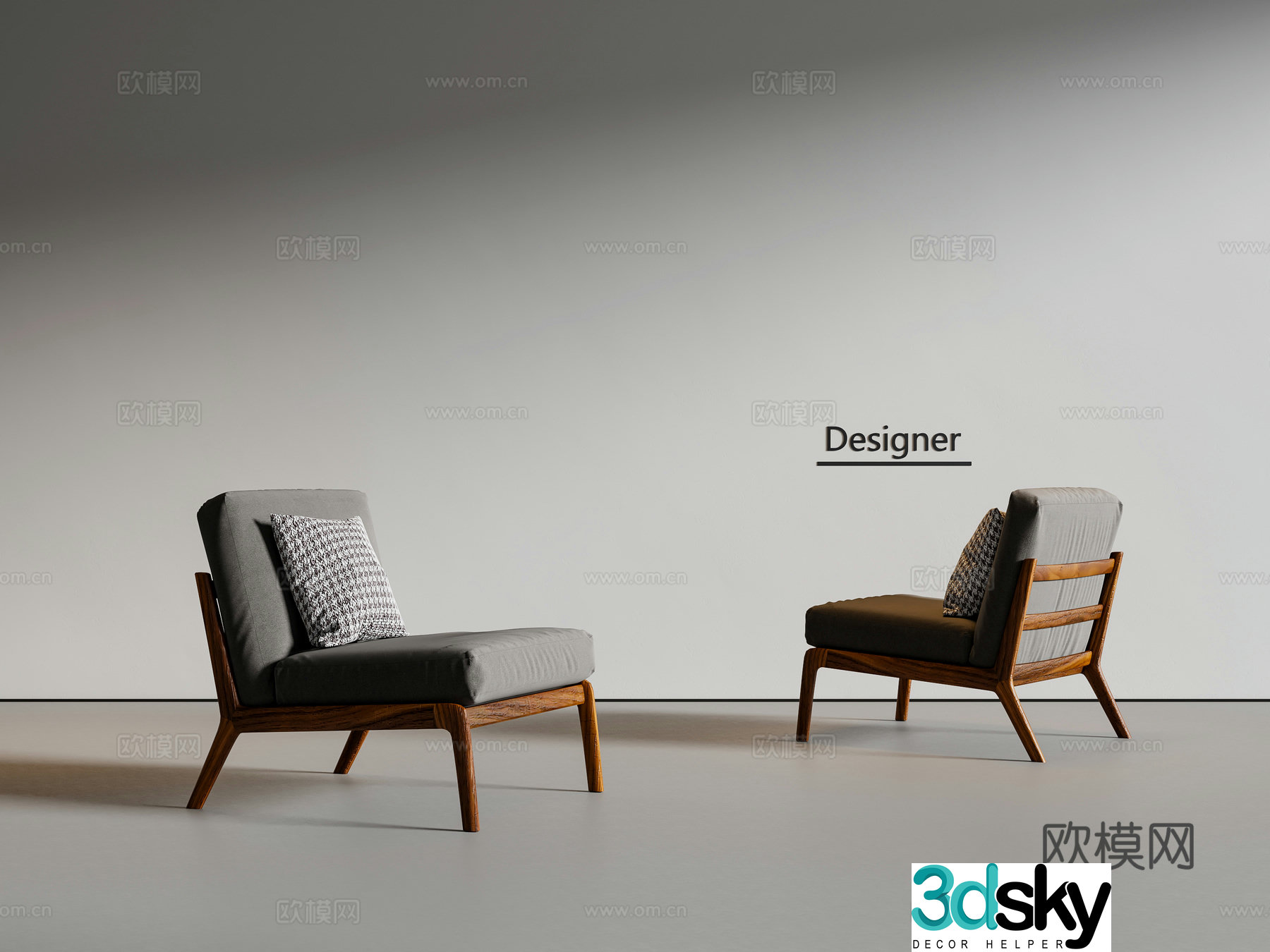 Medium style leisure chair 3d model
