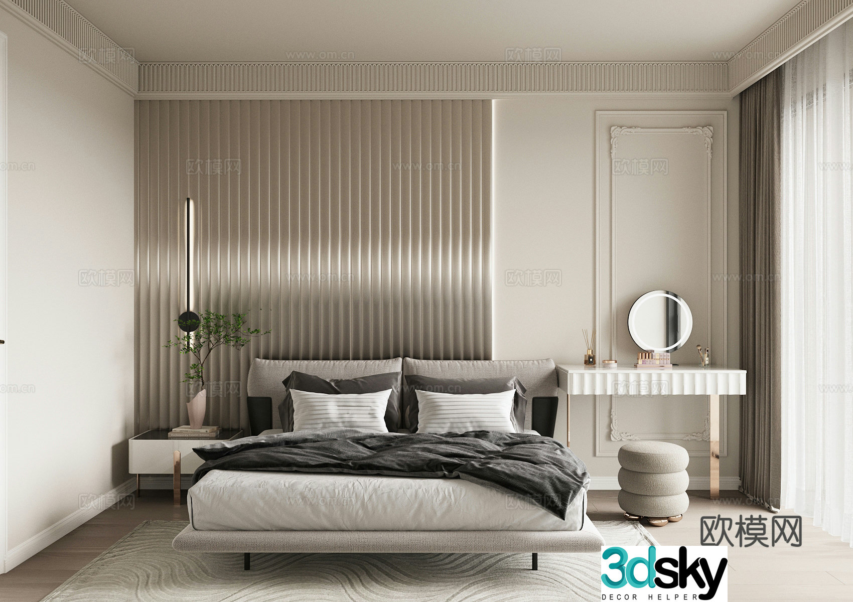 Modern home bedroom master bedroom 3d model