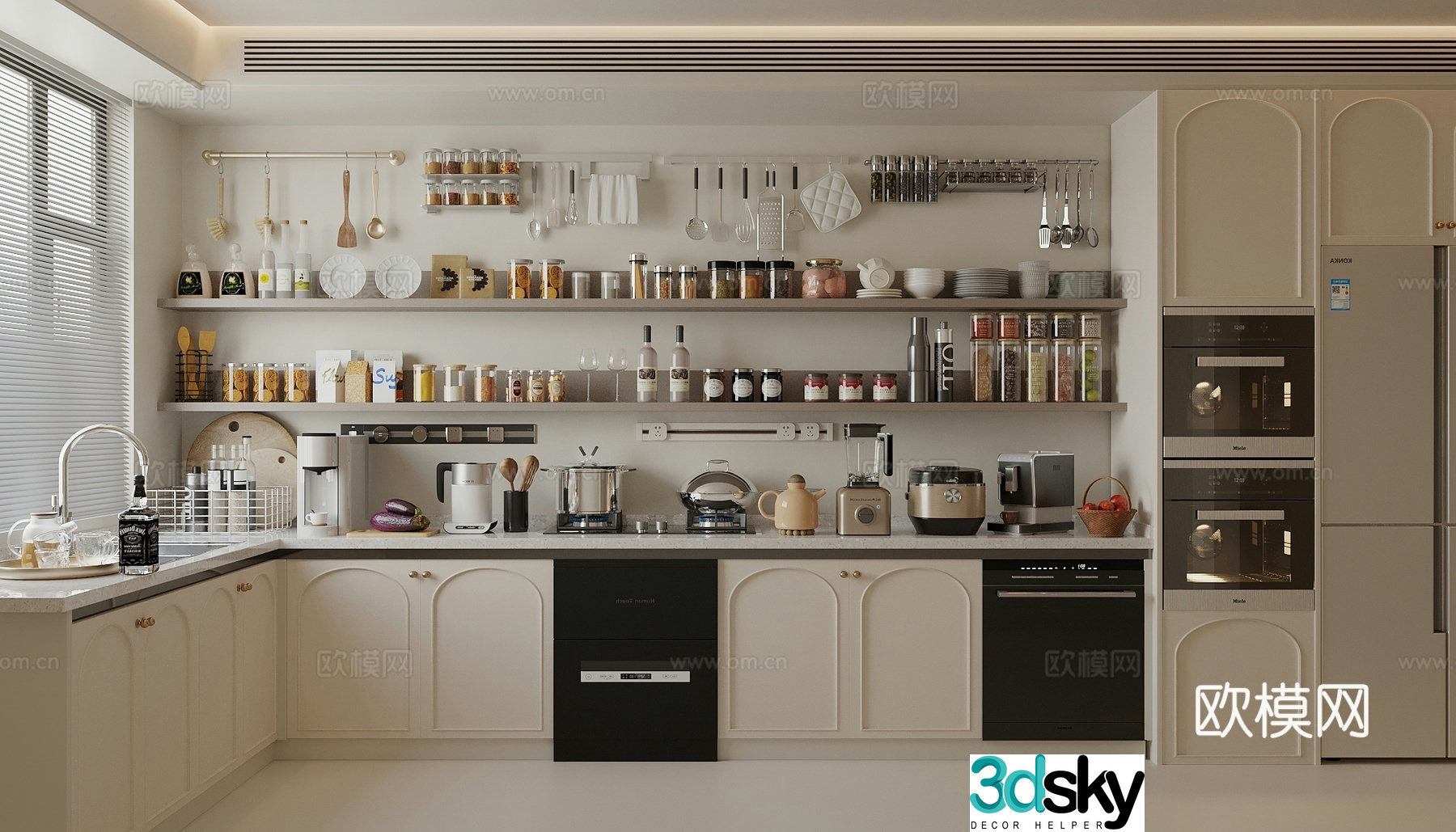 Kitchen supplies Kitchen appliances Coffee machine Water dispenser Wall breaker Kettle Dishwasher 3D model