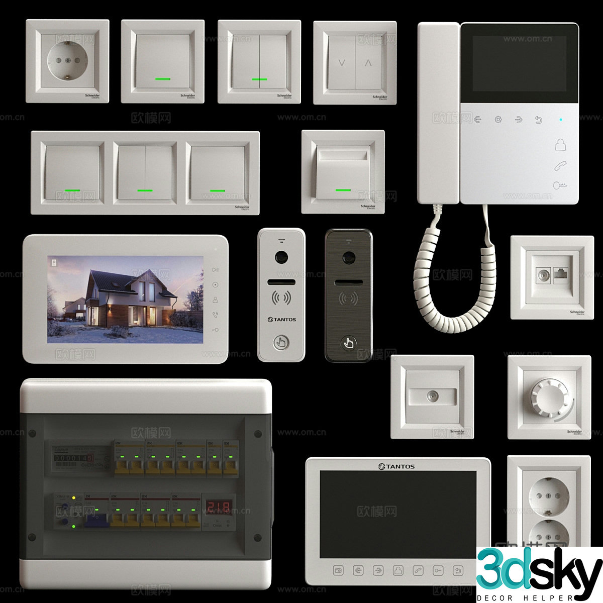 Video phone panel socket 3d model