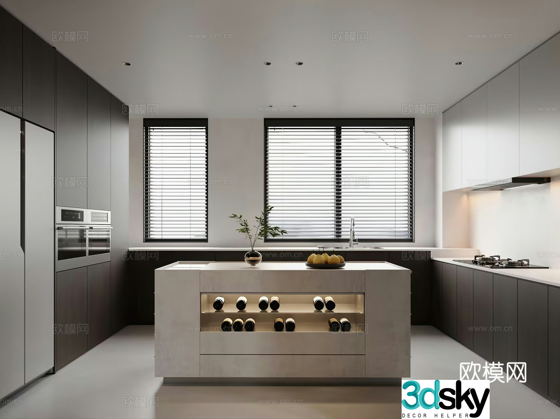Modern kitchen Italian kitchen Open kitchen Western kitchen Island kitchen Villa kitchen 3d model