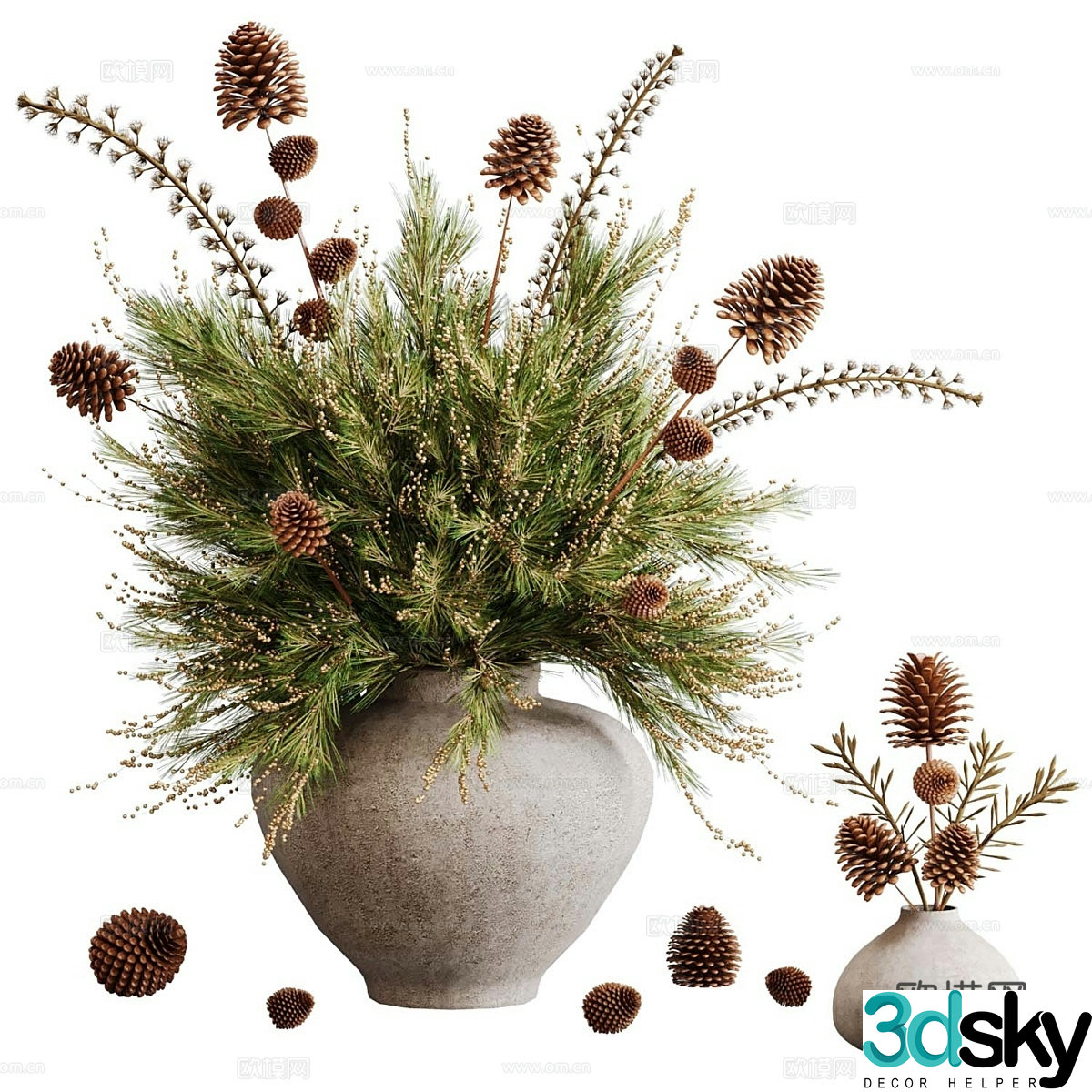 Modern plant potted bonsai green plants 3D model