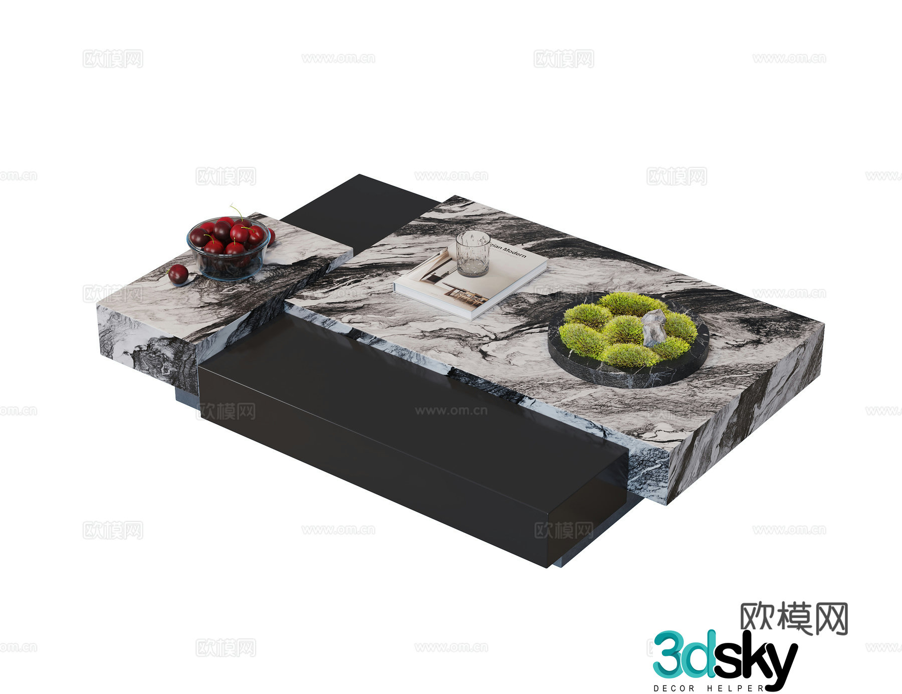 Modern coffee table marble coffee table stone coffee table square coffee table coffee table ornament 3D model