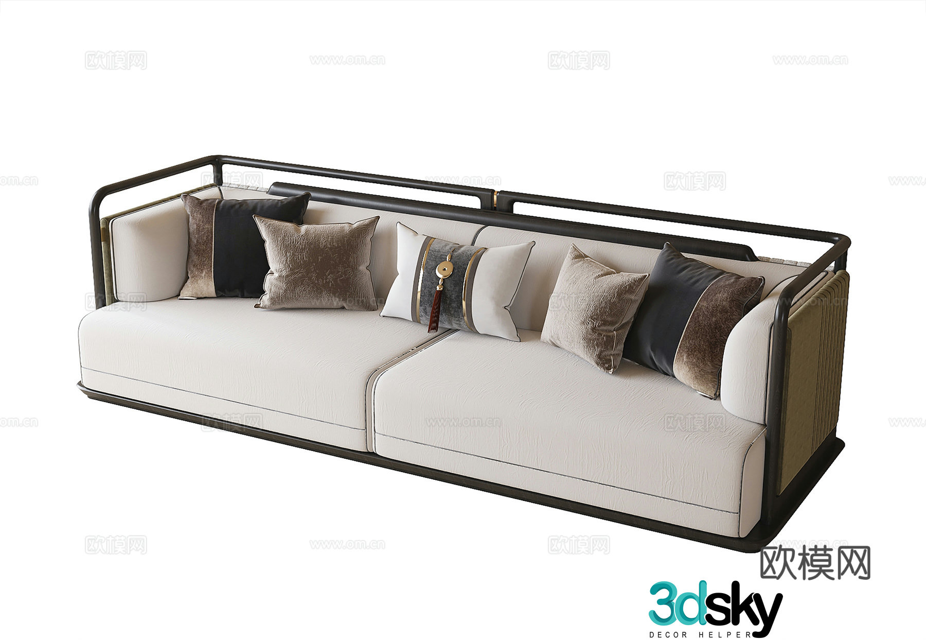New Chinese style double sofa 3D model