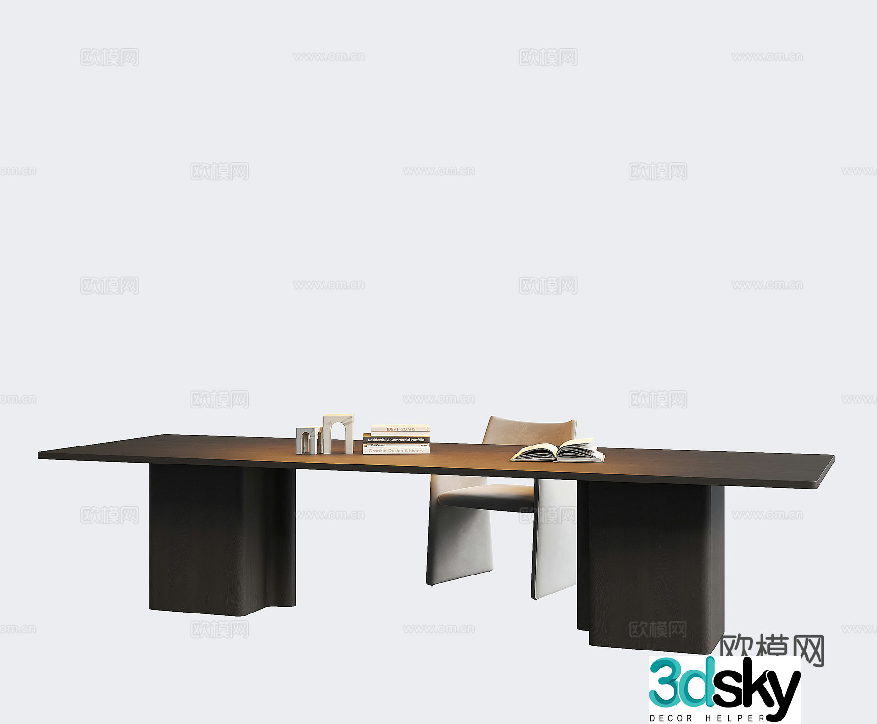 Desk Office Desk Living Room Desk Long Table Study Table Chair 3D Model