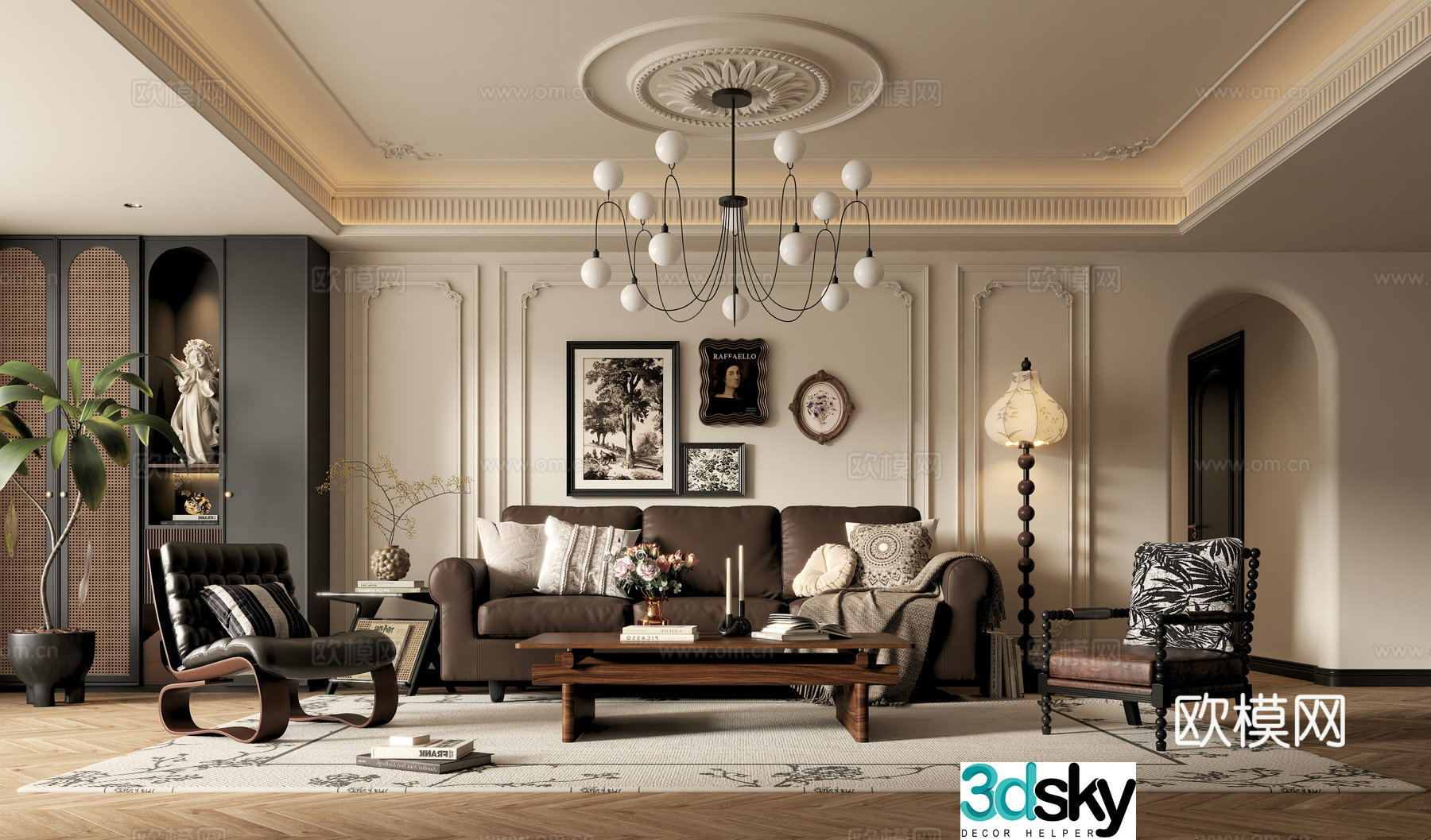 French medieval style living room 3d model